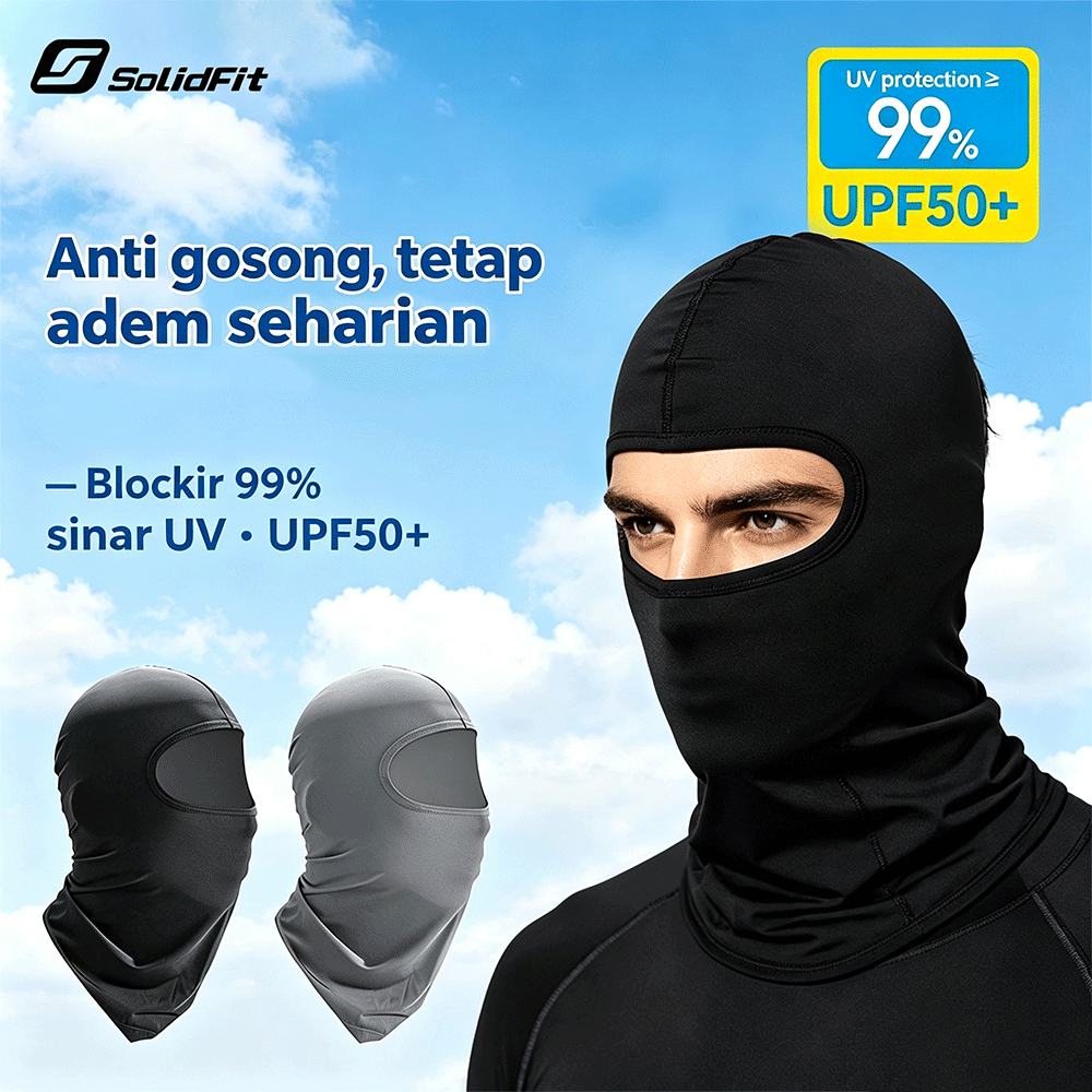 SOLIDFIT Bandana Face Mask Anti UV Ice Silk Masker Motor Ninja Balaclava Panjang Helm Kepala Full Co