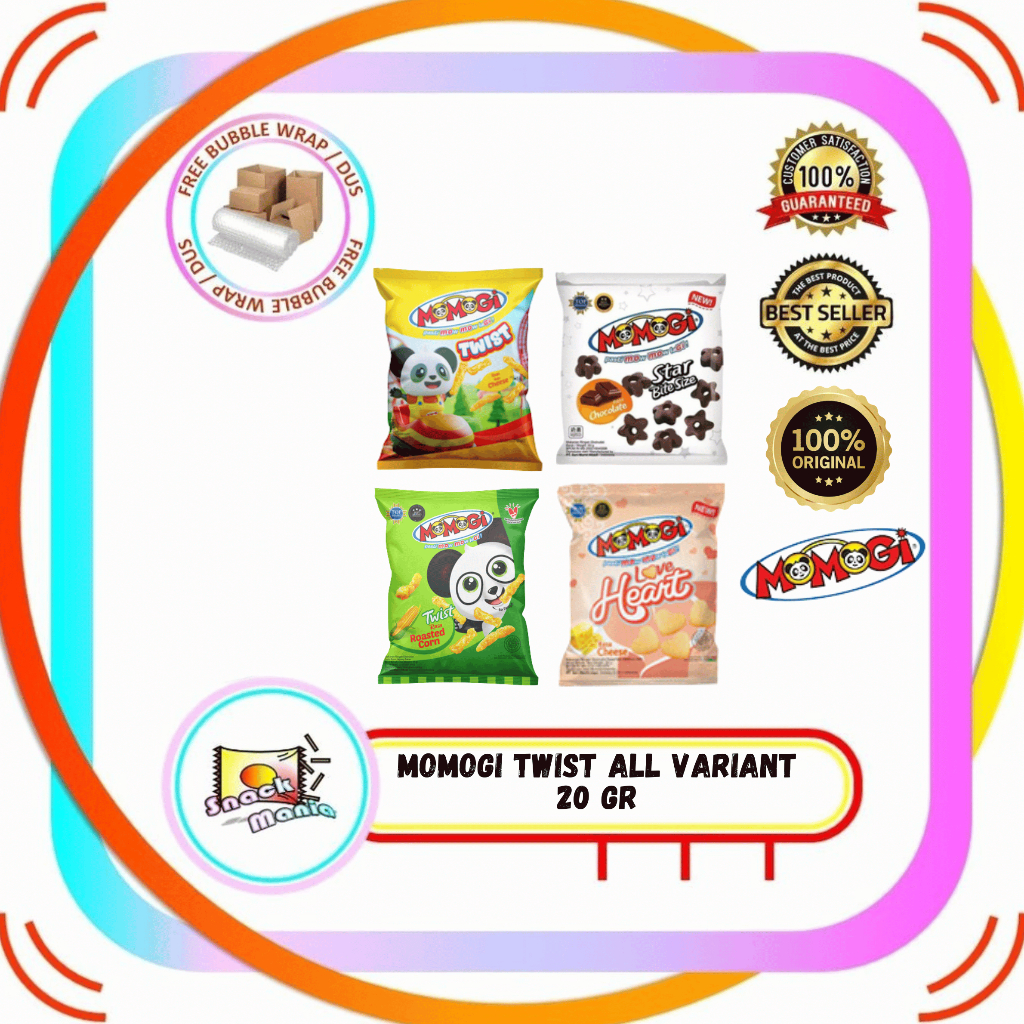 Momogi Twist Jagung Love Heart Cheese Star Chocolate Coklat ~ 20 gr