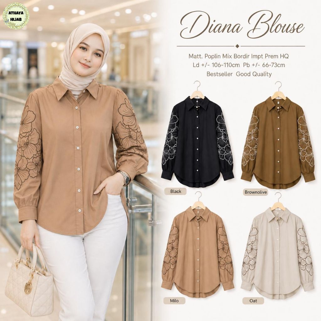 Baju Blouse Wanita Premium Diana Blouse By Athaya Hijab
