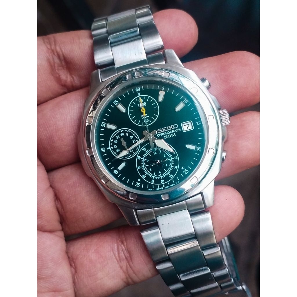 DIAL HIJAU. Jam Tangan SEIKO Chronograph - 7T92