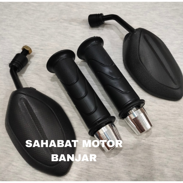 Paket 3in1 Grip Honda + jalu stang chrom + Spion Beat mini / Spion Honda Beat,Vario,Supra / spion be