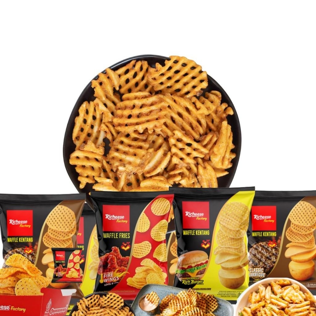 Richeese Factory Waffle Fries Fire Wings Rasa Ayam Pedas 54gram