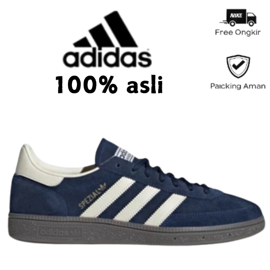 Adidas Originals Handball Spezial Sepatu Pria Wanita Putih Biru Training Fashion Nyaman