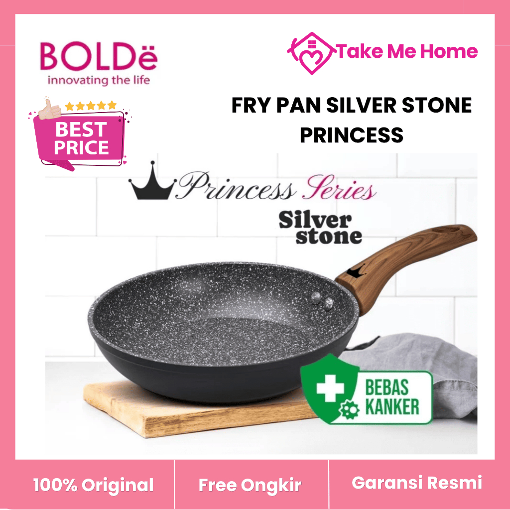 BOLDe FRY PAN Silver Stone Princess Series | Panci Granite Anti Lengket Wajan Penggorengan Wok PAN