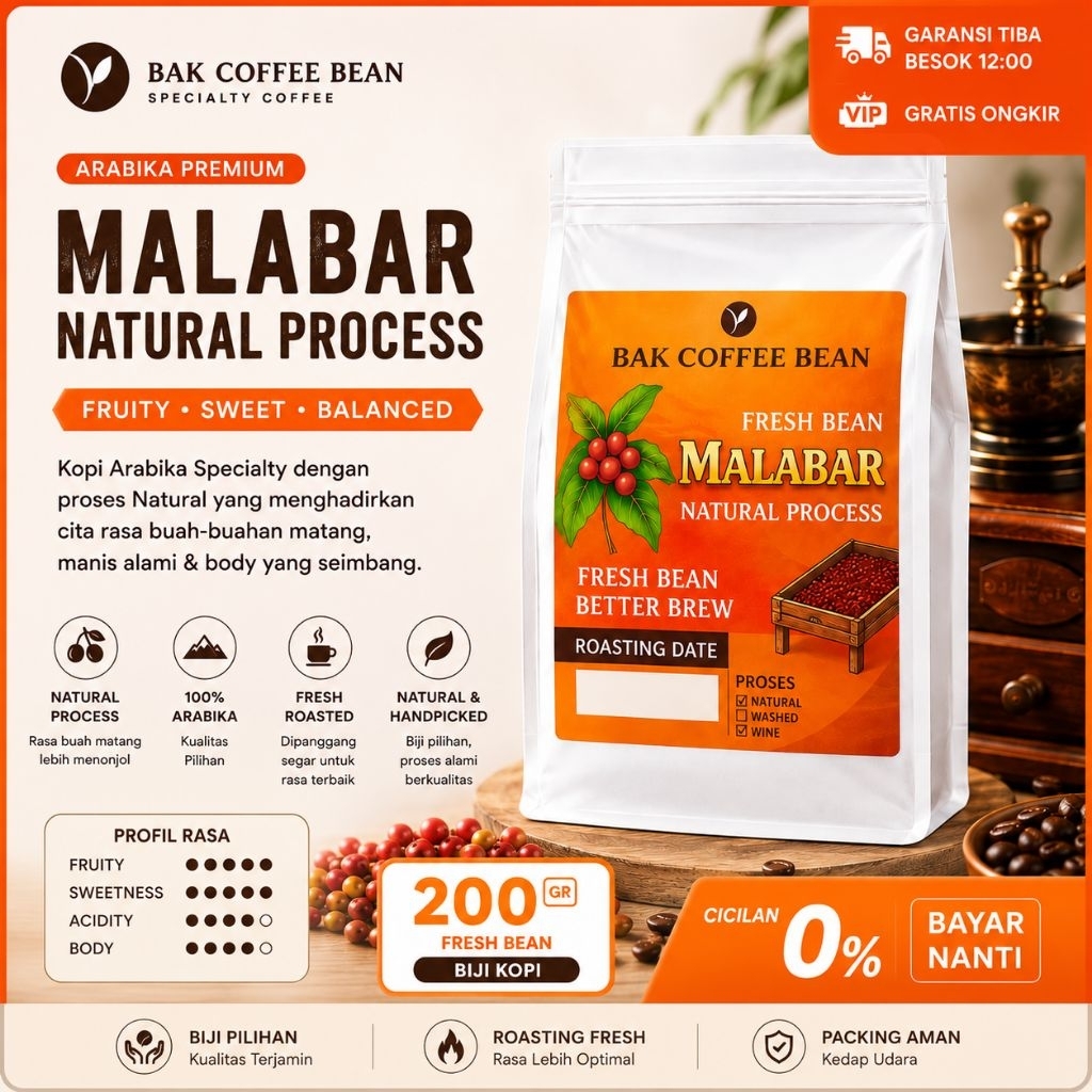 Arabika Malabar Natural Bandung Selatan – Kopi Specialty Fresh Roasted 200gr