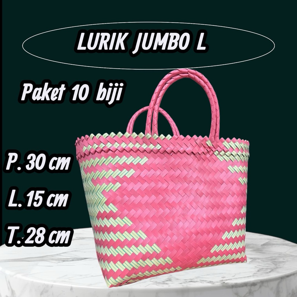 paket hemat 10 pcs,tas anyaman plastik bahan lurik premium embos tas pasar//hampers lebaran//tas haj
