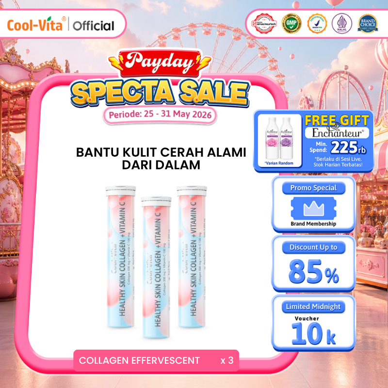 [Top Selling] Collagen Tablet Glow Up 3 Tube Isi 60 Tablet Coolvita  – Minuman Kecantikan untuk Kuli