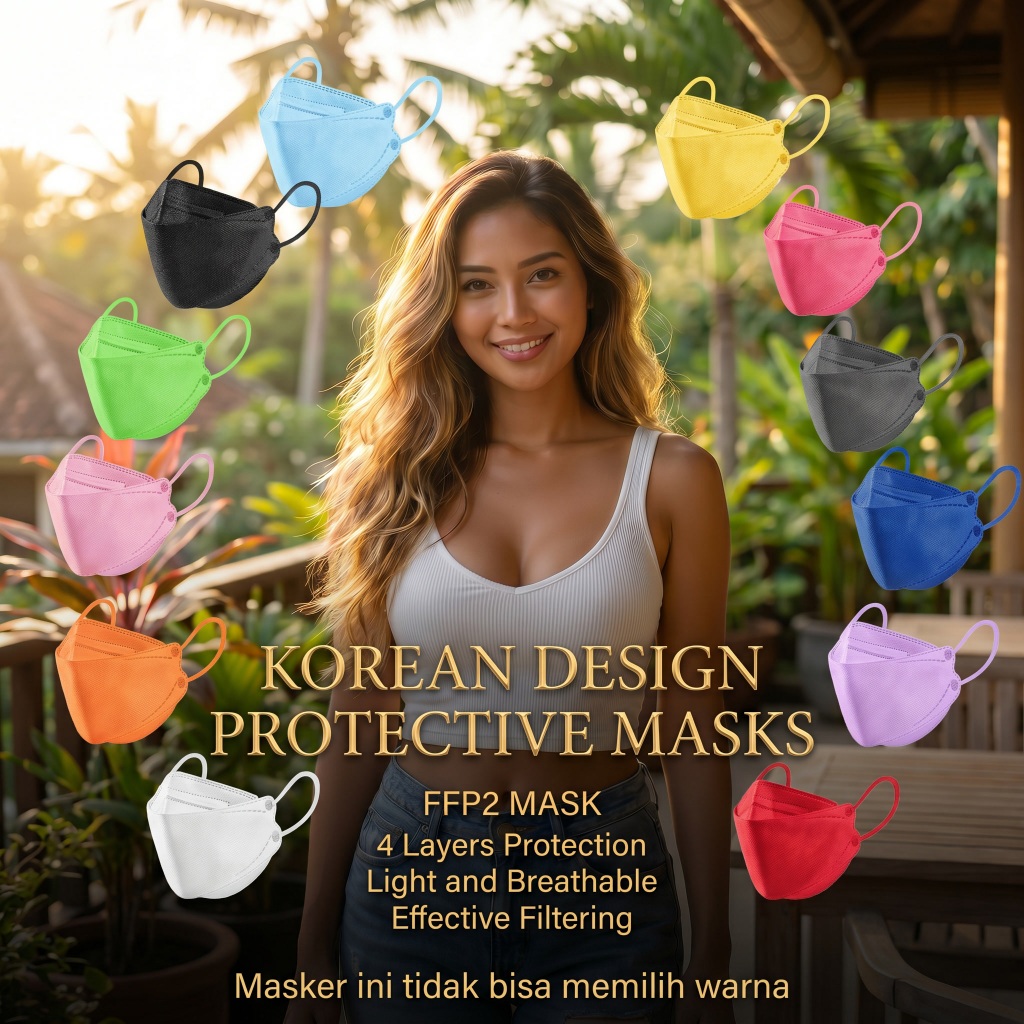 10 PCS Masker KF94 Dewasa Warna 4ply Layer Disposable Adult Earloop Korea Protective 3D Face Mask