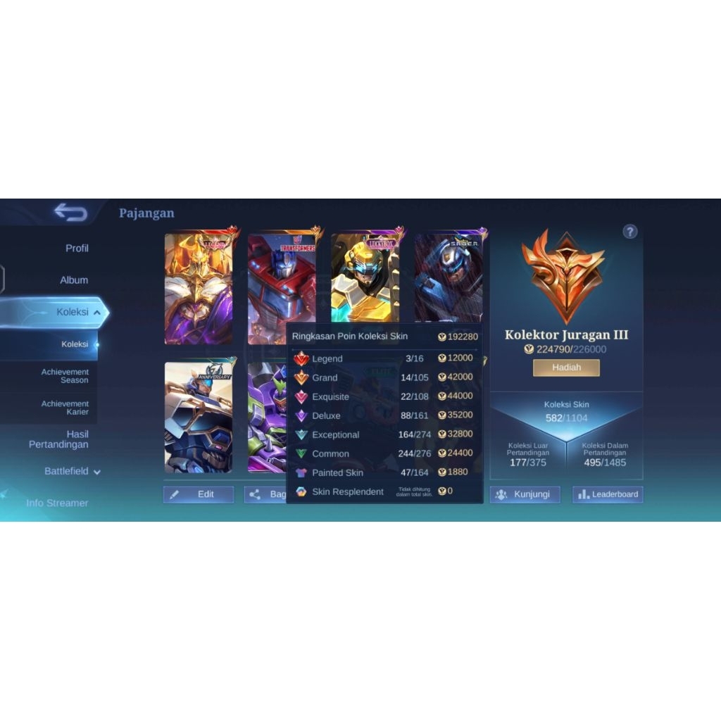 akun mobile legend juragan III