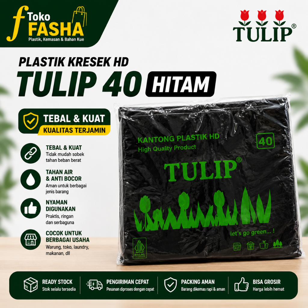 Plastik Kresek HD Tulip 40 Hitam Tebal Tidak Mudah Sobek
