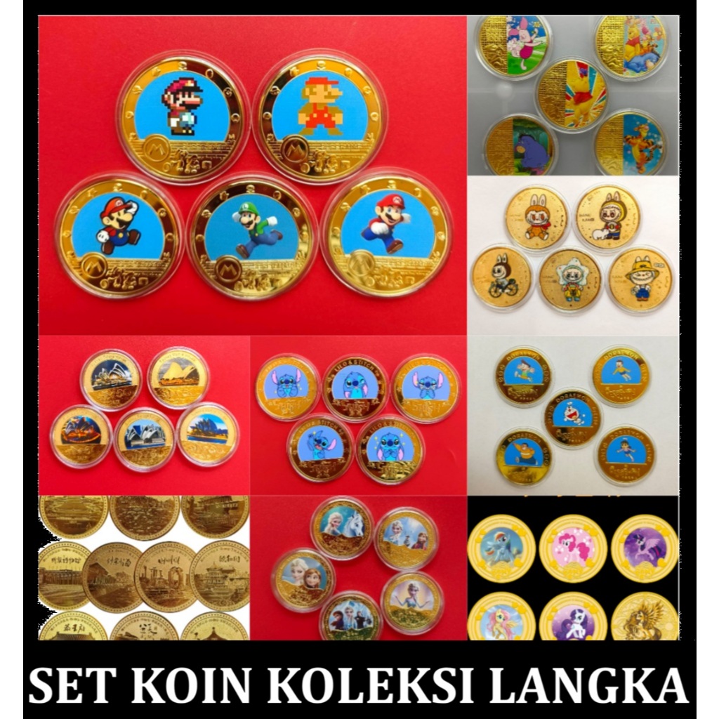 SET 5 9 10 12 Koin karakter rare gold plated original import angka jadul jaman dulu terbaru kekinian