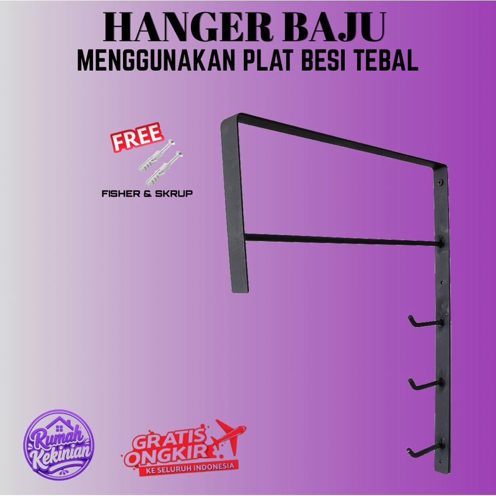 Gantungan Hanger TAS Tempel Dinding Serbaguna dari Besi