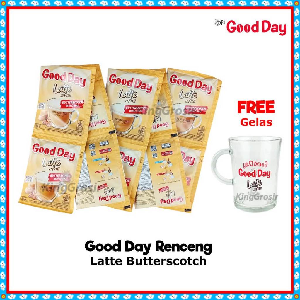 (KHUSUS INSTAN) Good Day Latte Renceng Isi 10's FREE GELAS / Kopi Good Day