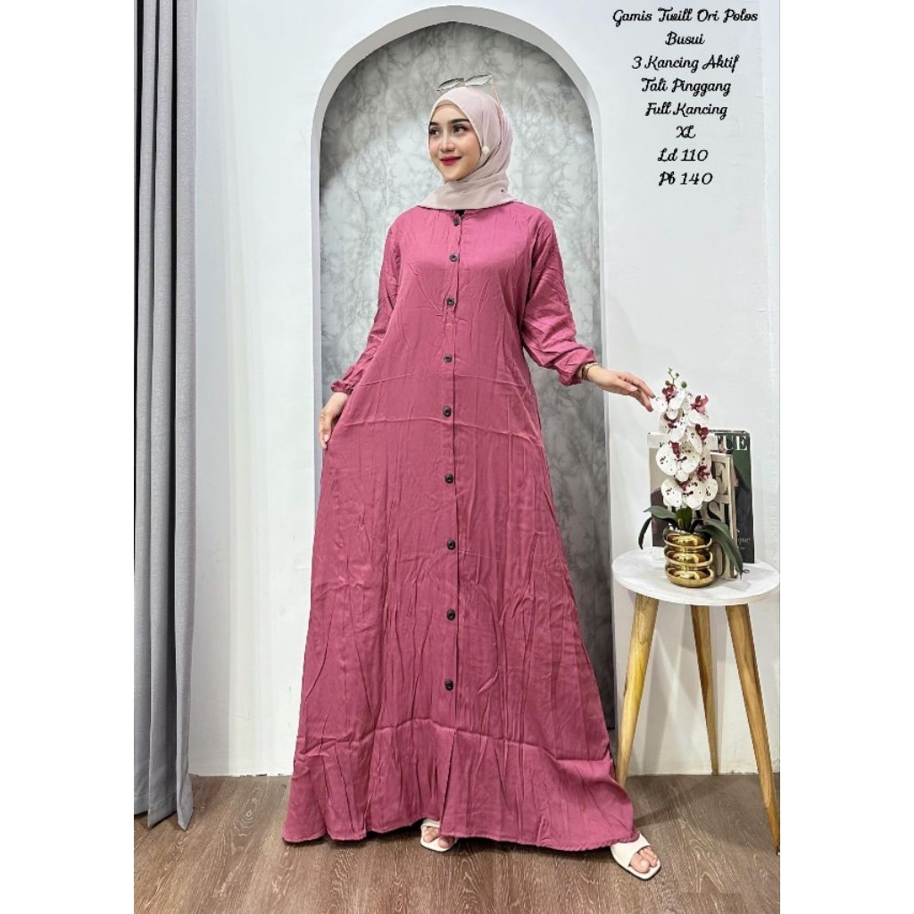 gamis putih Twill ori polos