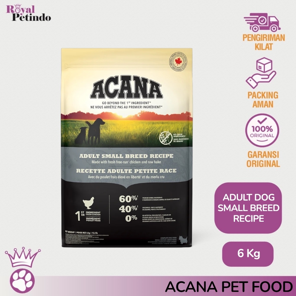 Acana Dog Small Breed Recipe Dry Food Makanan Kering Premium Anjing Made in Canada 6 Kg