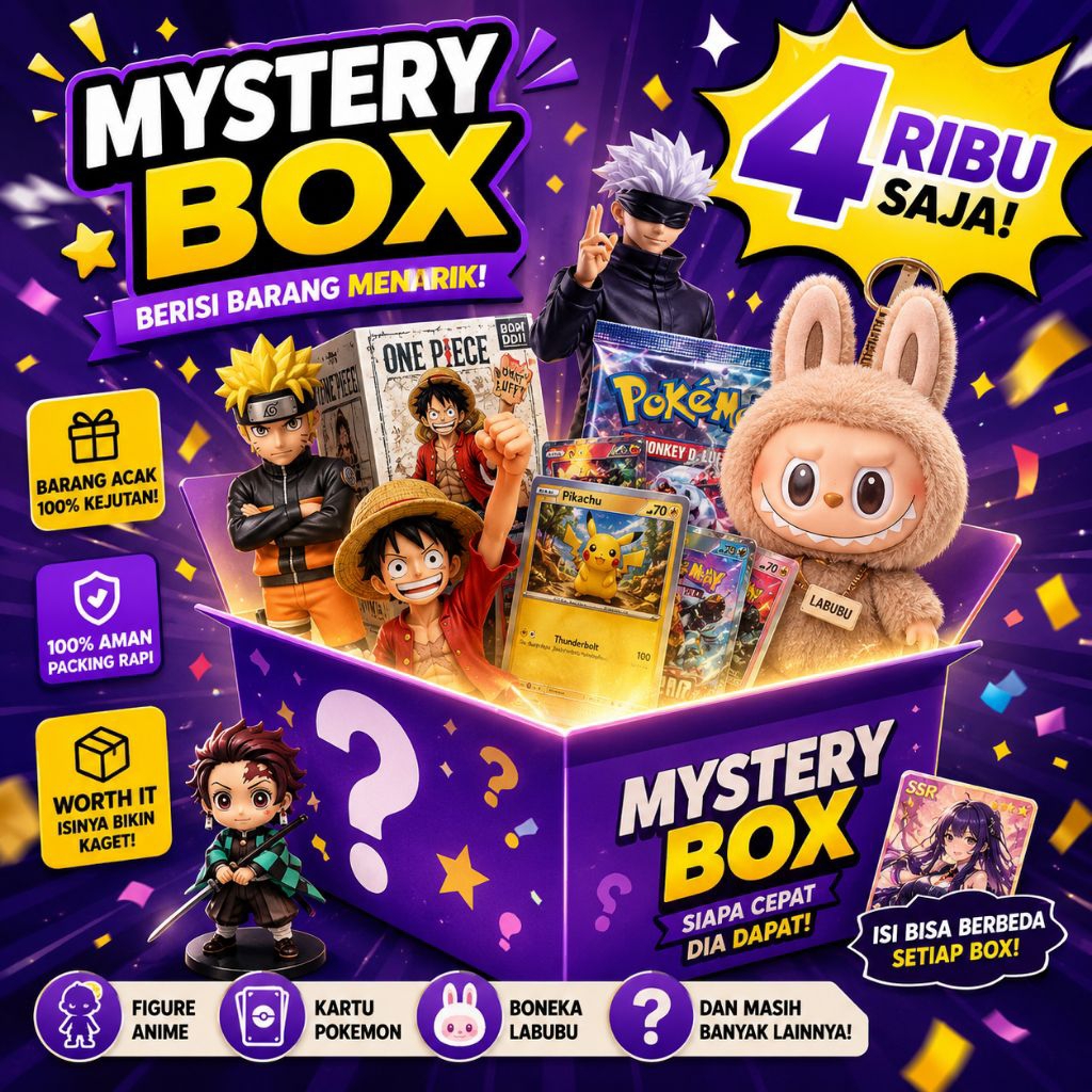 Mystery Box Random 5 Ribu(Figur anime,Boneka labubu, HP, Mainan, dll)
