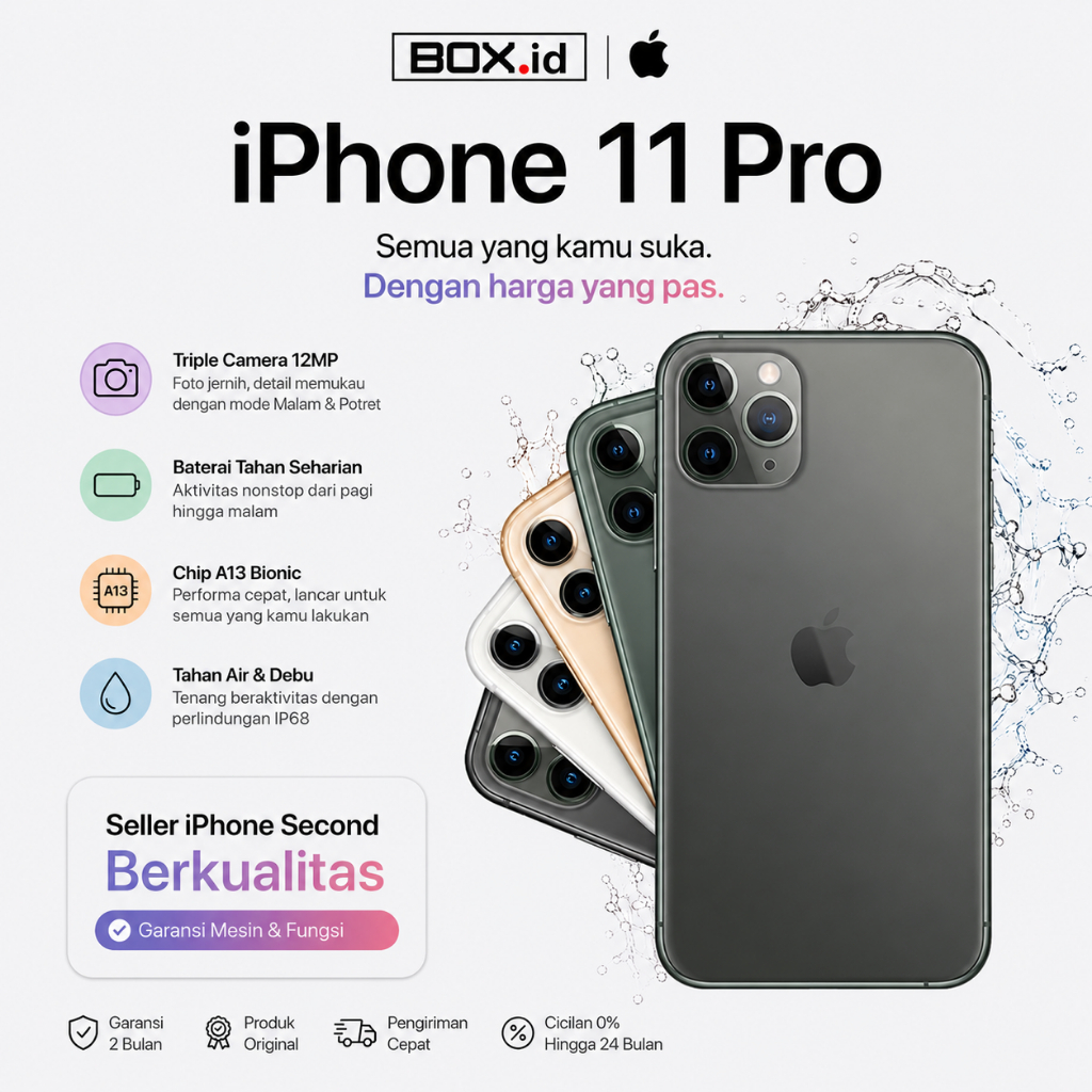 IPHONE 11 PRO 64GB 256GB 100% ORIGINAL Second Bekas Ex Inter FISIK LIKE NEW HOT PROMO MURAH dan BERG