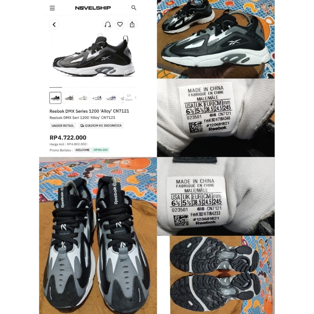 Sepatu Preloved Second Original Reebok DMX Size 38 Pemakaian 39