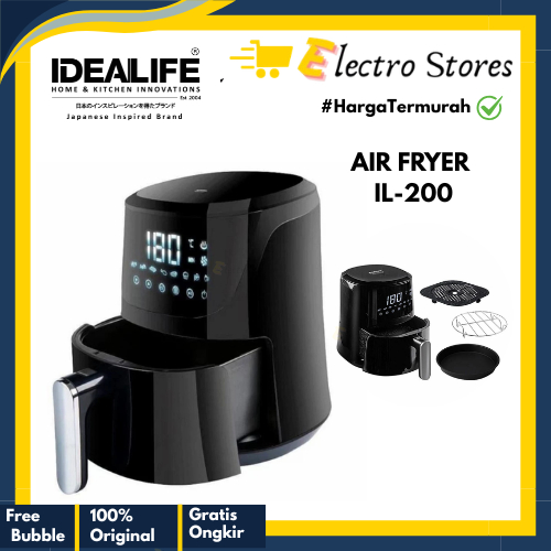 Air Fryer IDEALIFE IL-200 - Penggorengan Tanpa Minyak 4L