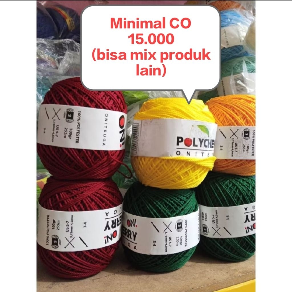 (Batam) Benang Rajut poly cherry / Benang Rajut Tas