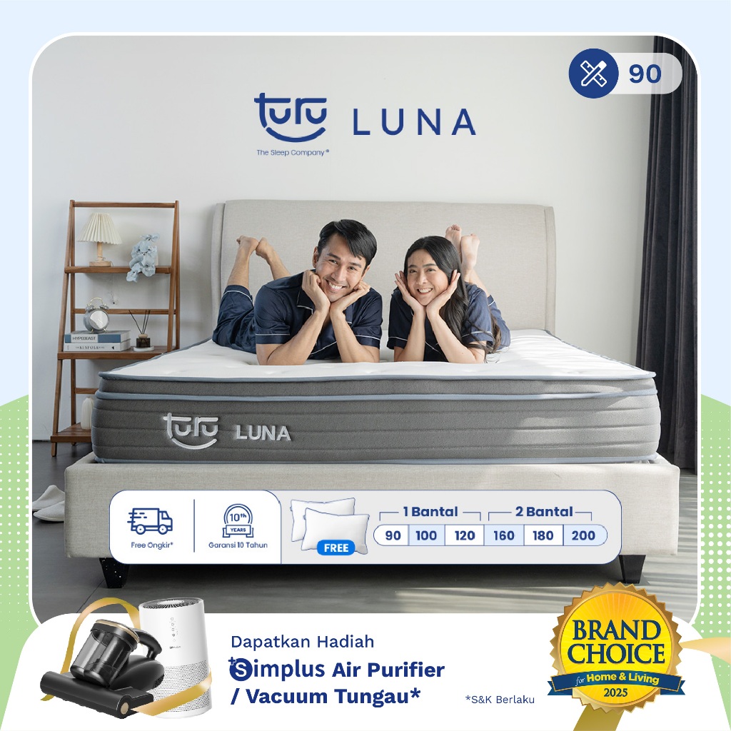 Kasur Busa Premium TURU LUNA Plush Top Natural Latex ukuran 90x200