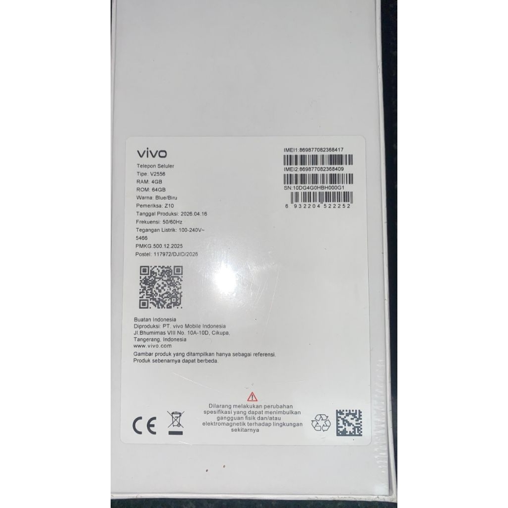 Vivo Y05 4/64 NEW SEGEL Kondisi: 100% BARU, SEGEL (belum pernah dibuka) RAM 4/64