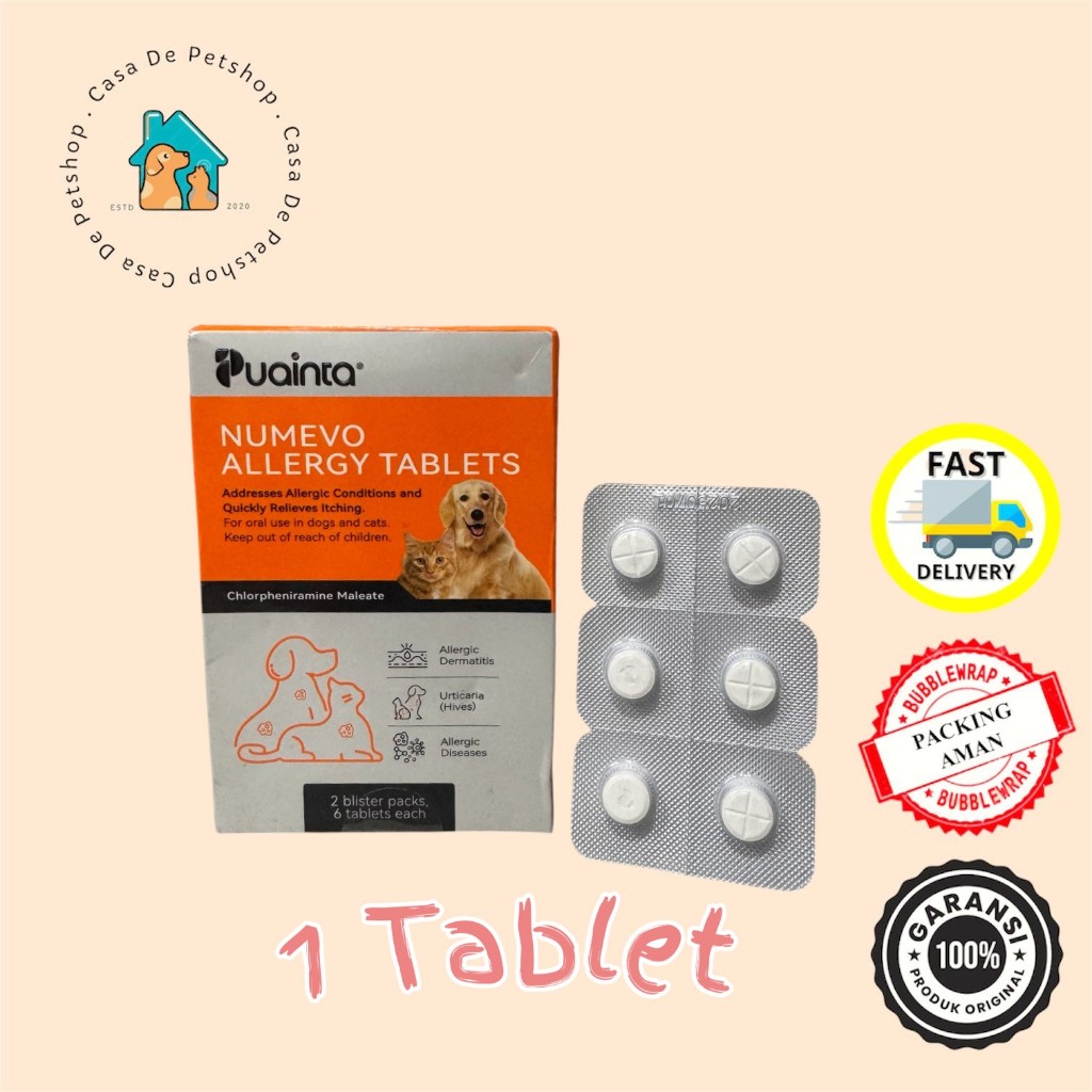 Puainta Allergy Tablet Anti Alergi / Gatal / Eksim Kemerahan / Atopic Dermatitis untuk Kucing Anjing