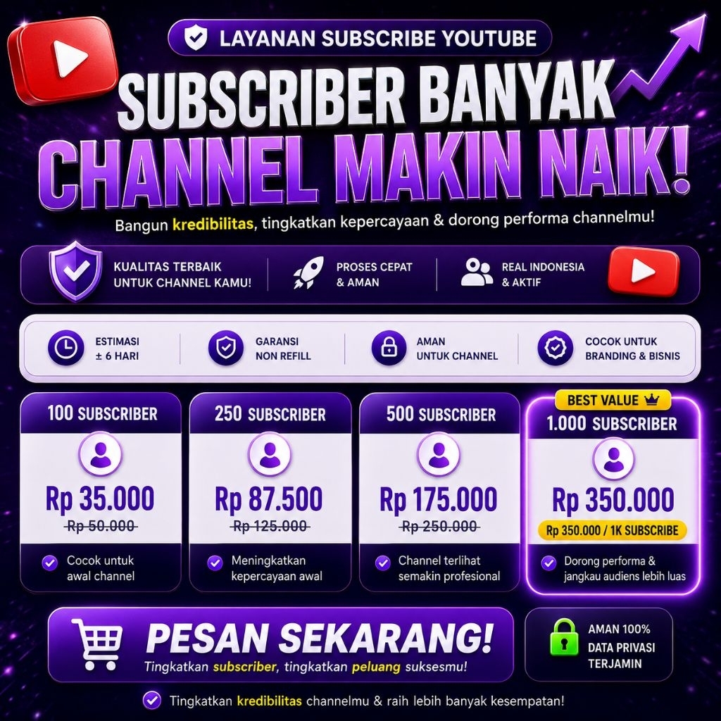 Tambah Subscriber YouTube Asli Indonesia | Cepat Masuk & Aman Channel