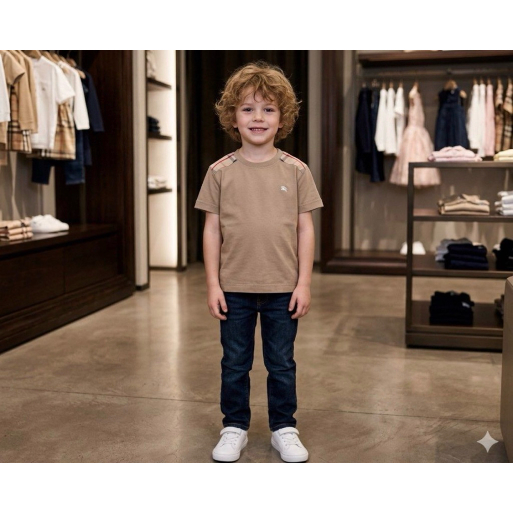 Kaos Anak Burberry Original 8y 128cm / Kaos Anak Khaki / Kaos Anak Coklat Brown