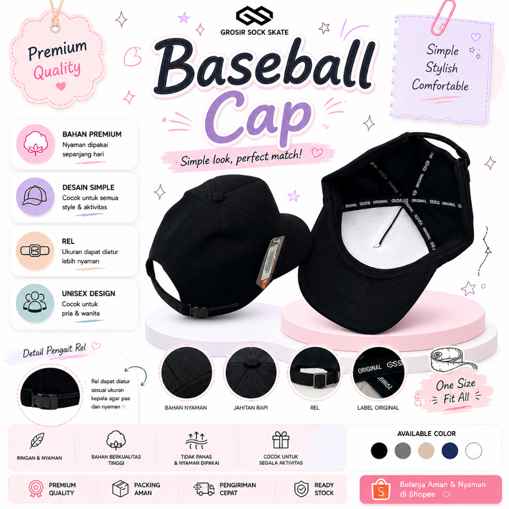 TOPI POLOS HITAM ORIGINAL - AMUZZZ12