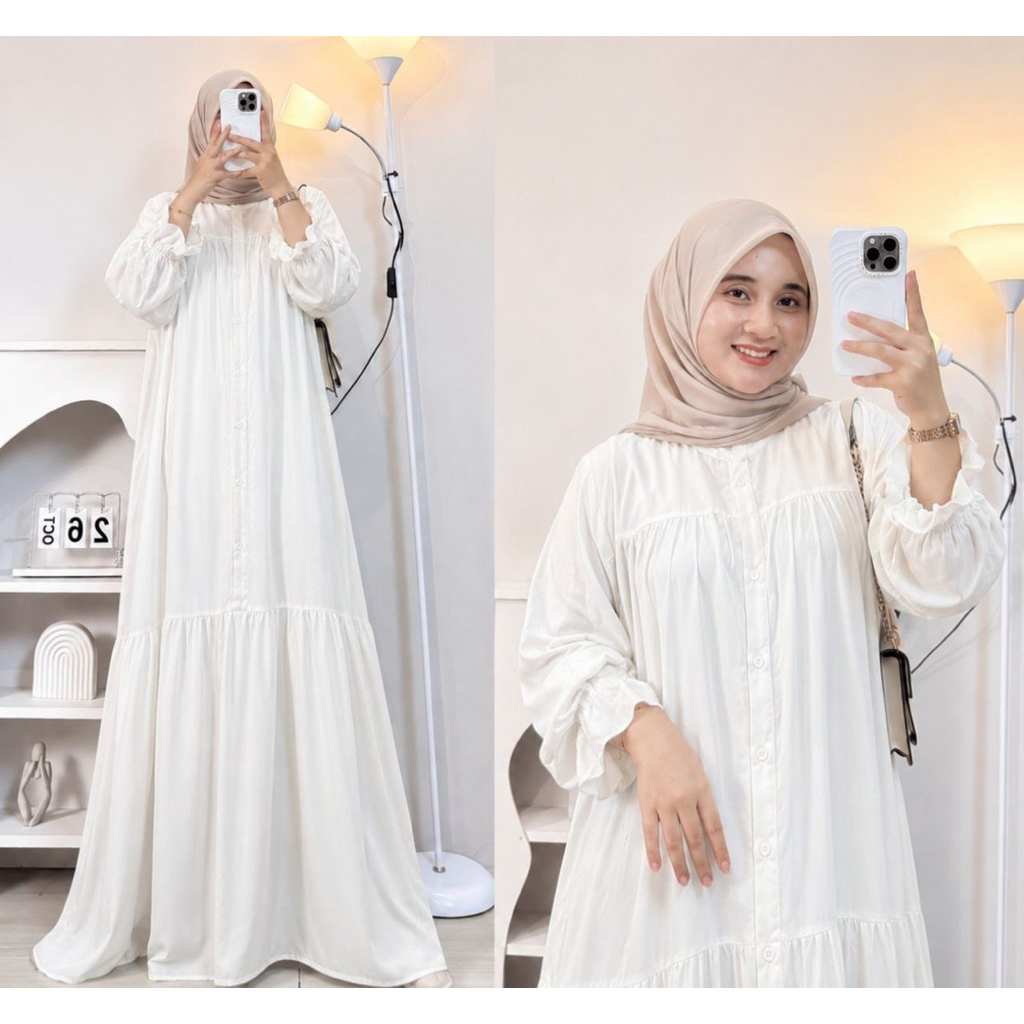 FagStore - Alena Dress Rayon Twill Jumbo LD 120 Cm | Gamis Terbaru Bahan Rayon Twill