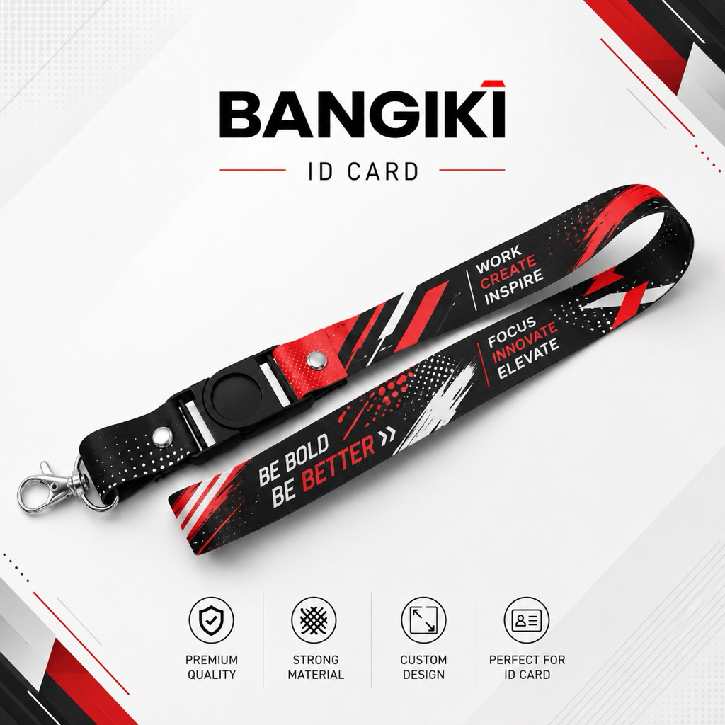 CUSTOM CETAK TALI ID CARD LANYARD FULL PRINT DESAIN SUKA SUKA BEBAS TANPA MINIMAL ORDER NUMERO UNO L