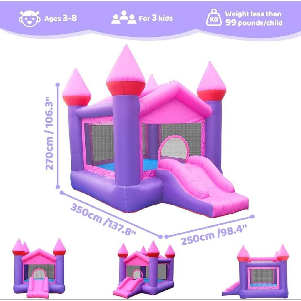 ( PO ) Dr. Dolphin Inflatable bouncy castle pink / istana balon