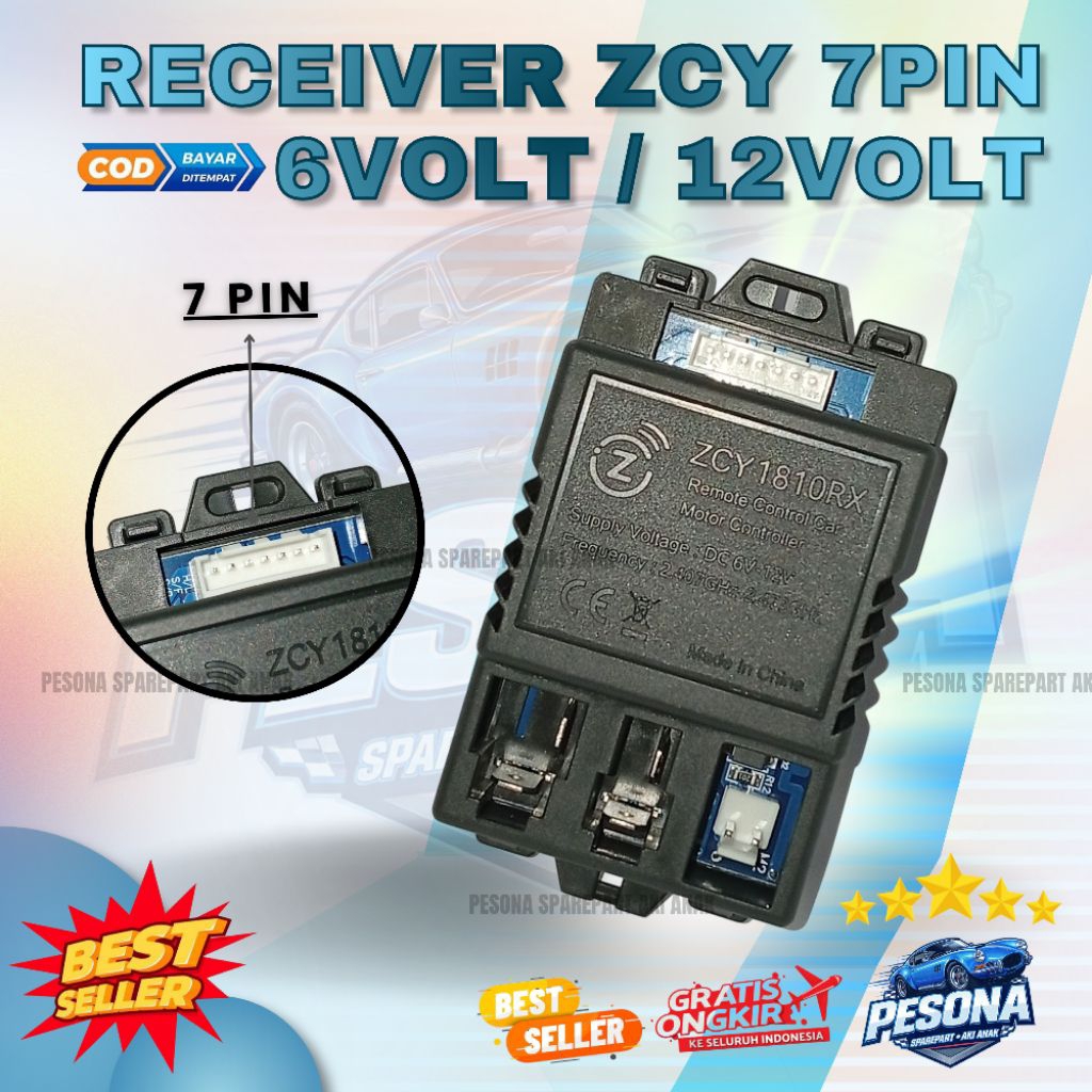 PENGGANTI JR 1810RX RECEIVER MODUL ZCY 1810RX 7PIN 6-12VOLT REMOTE CONTROL MOTOR CONTROLLER SPARE PA