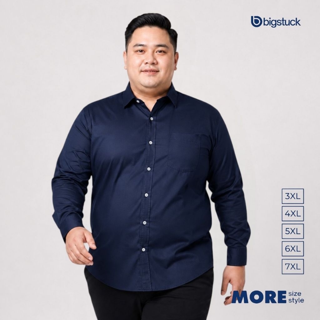 Bigstuck Kemeja Formal Lengan Panjang Jumbo Pria Ukuran 3XL sampai 7XL