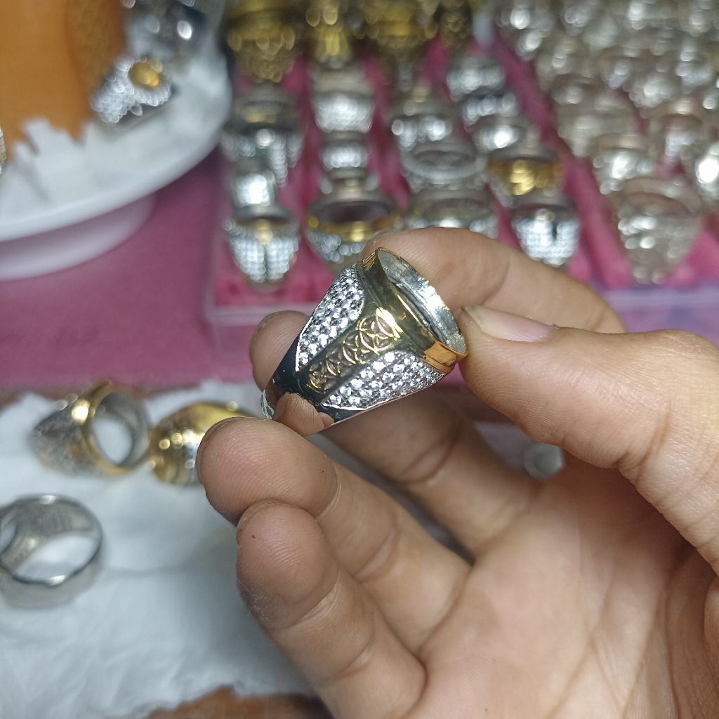 CINCIN KUNINGAN SARI SUPER MICROSETTING RING SILVER EMBAN KUNINGAN IKETAN KUNINGAN SARI SUPER