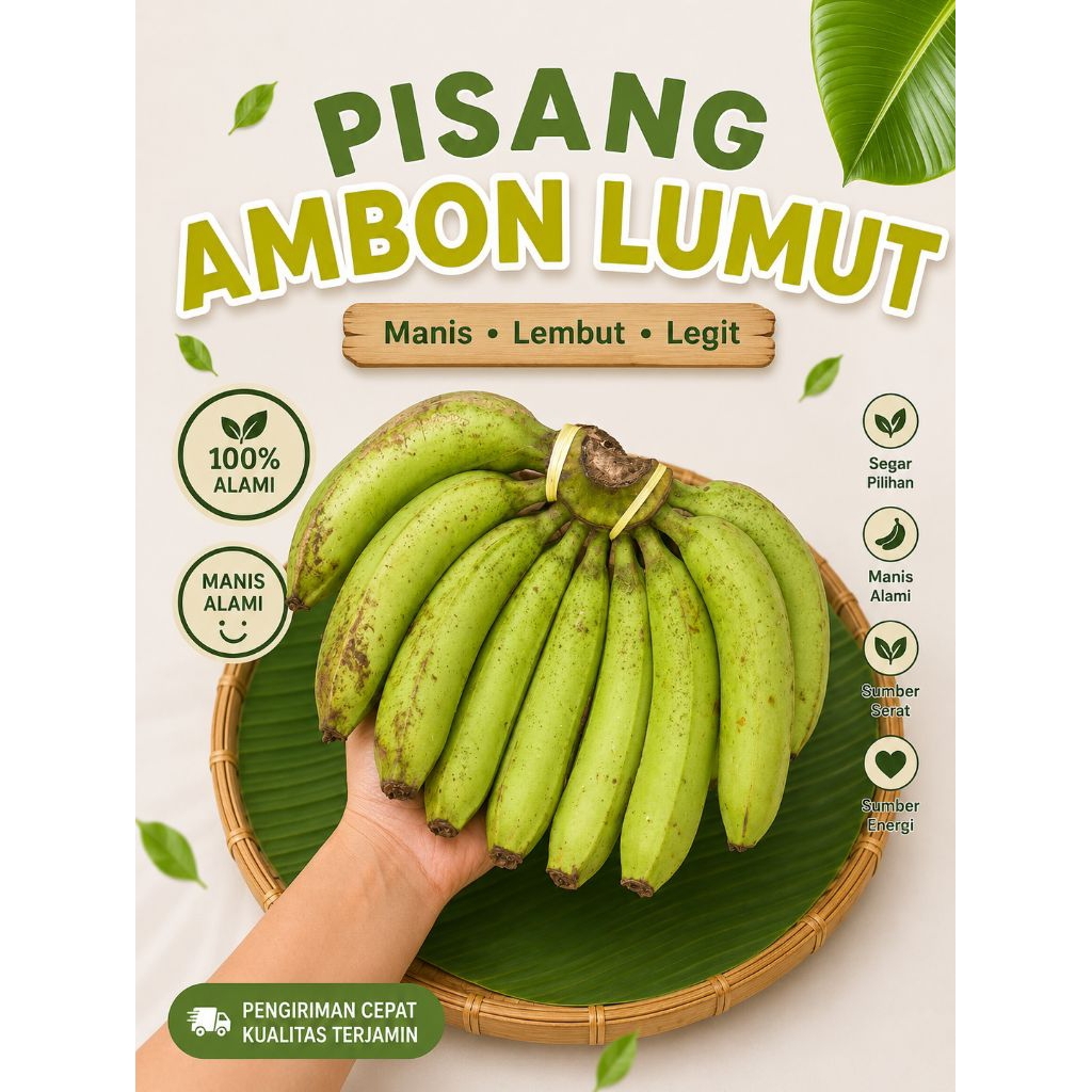 Pisang Ambon Lumut Manis Fresh Premium 1KG | Pisang Ambon Lumut Jumbo Siap Makan