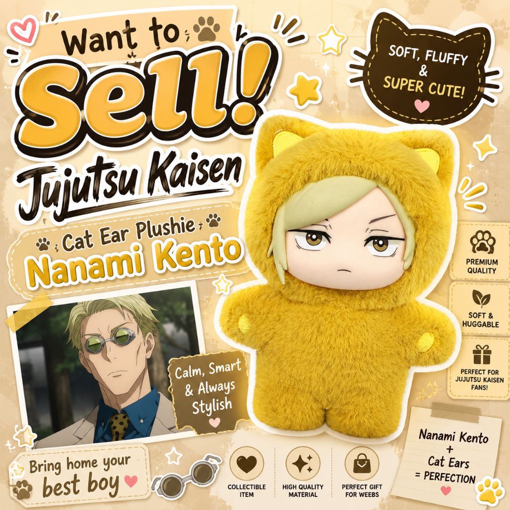 [SELECTED]Jujutsu Kaisen x Eaki Original Top Toy Cat Ear Plushie JJK Blind Box Nanami