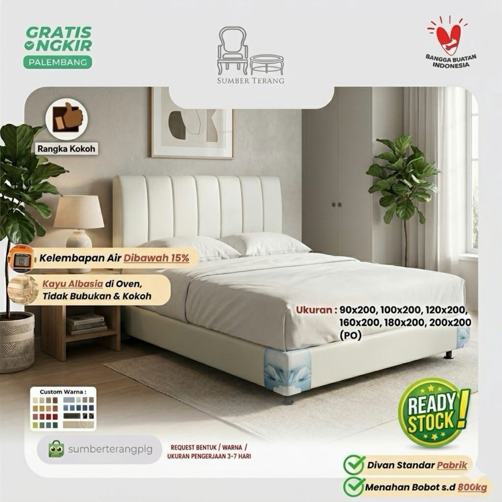 Set Divan sandaran Busa/ Divan sandaran Minimalis/ Divan sandaran kancing/ Ranjang kayu minimalis/ D