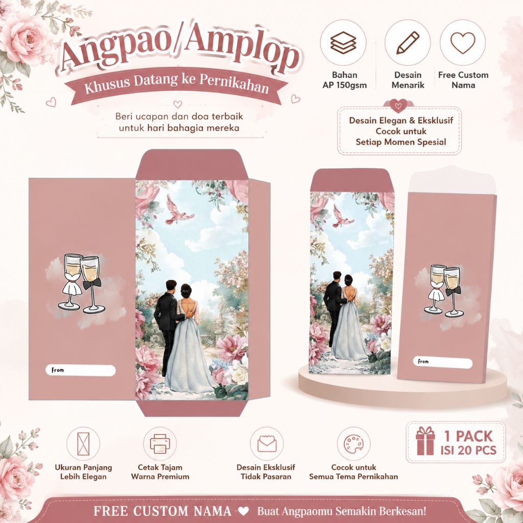 Amplop Undangan Angpao Wedding isi 20pcs Amplop Undangan Murah Amplop Undangan Aesthetic