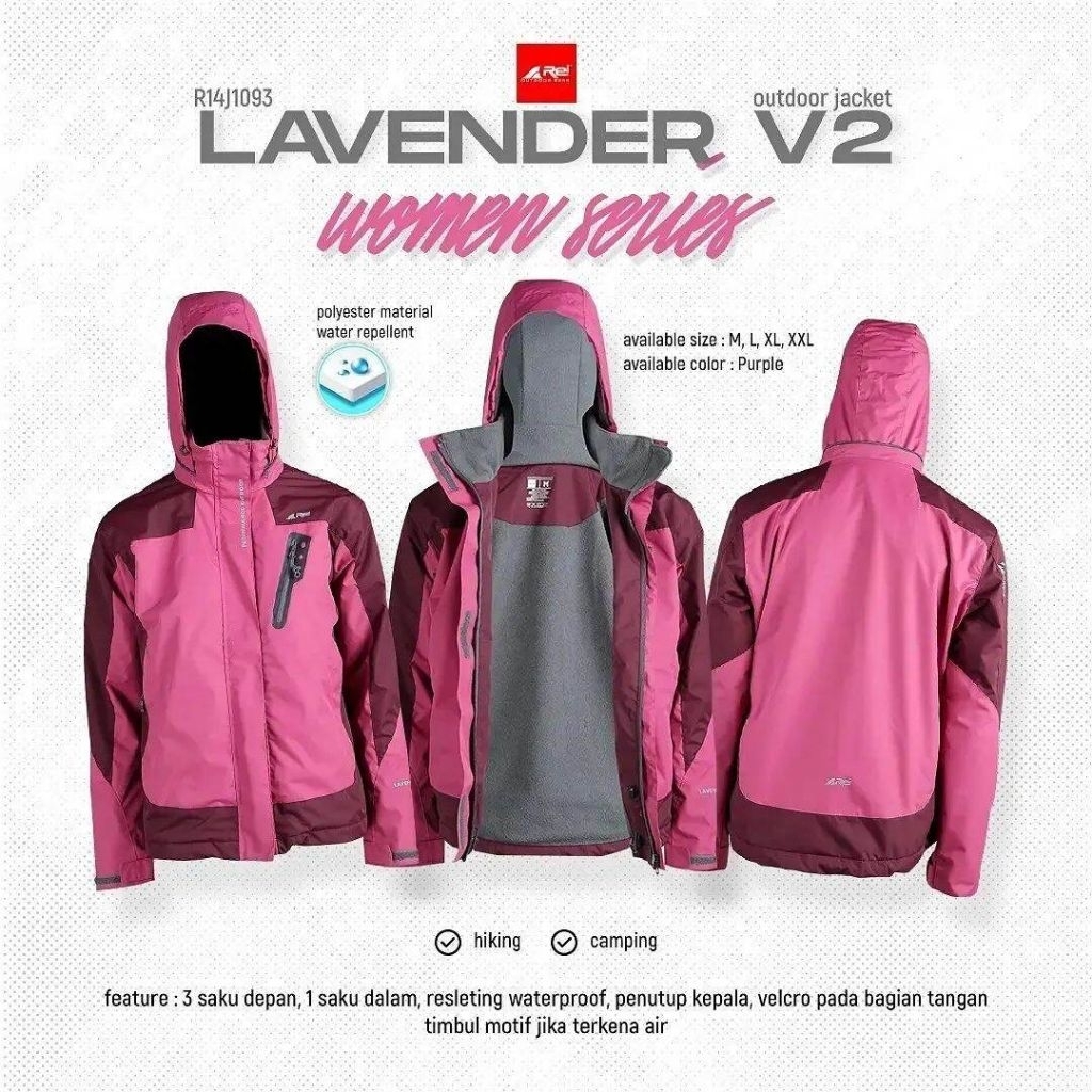 JAKET WOMEN SERIES AREI REI LAVENDER V2 | POLAR FLEECE HANGAT LEMBUT PENDAKI GUNUNG OUTDOOR WINDBREA