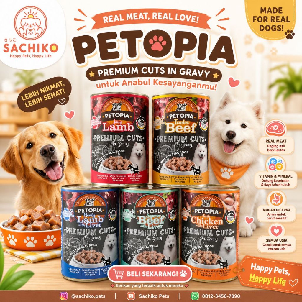 PETOPIA PREMIUM CUTS 1.240KG [ MAKANAN ANJING BASAH ]
