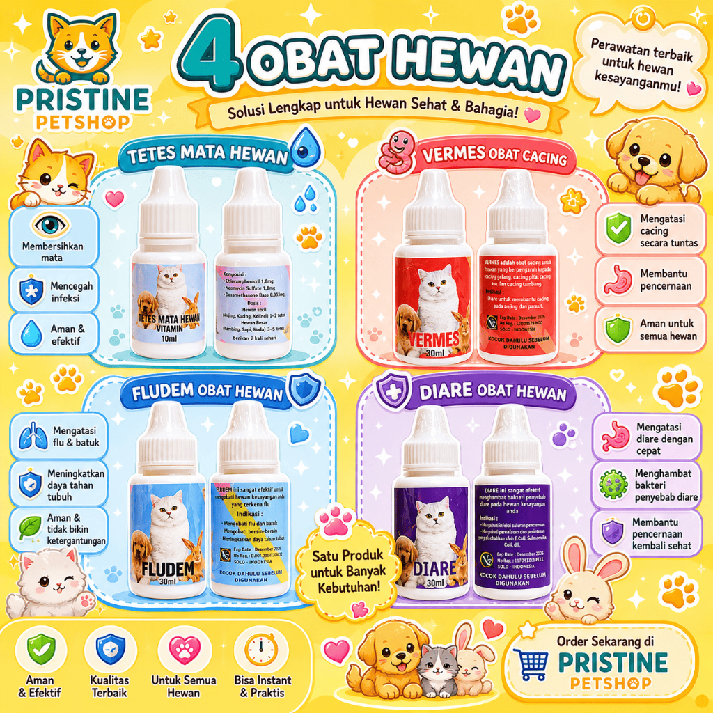 OBAT UNTUK KUCING DAN ANJING ' FLU DAN BATUK, DIARE, CACING, TETES MATA ' Obat Kucing Obat Virus Kuc