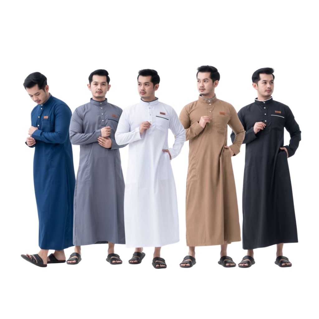 Bagea Bukhari Jubah Gamis Pria Laki-Laki Ayah Couple Slim Fit Jumbo Putih Navy Abu Mocca Hitam Katun