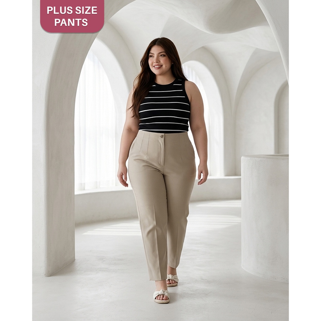 Pants Theory In Cotton - Elodi Pants | Celana Wanita Polos High Waist Big Size Jumbo