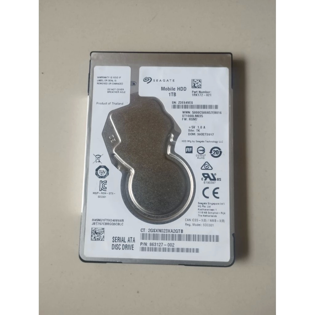 HDD Laptop Seagate Slim 1 Tb Kondisi Rusak  detek