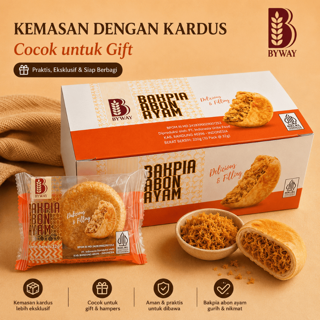 [ISI 10 PCS] BAKPIA ABON AYAM 32gr | Bakpia isi abon ayam gurih nikmat | BYWAY