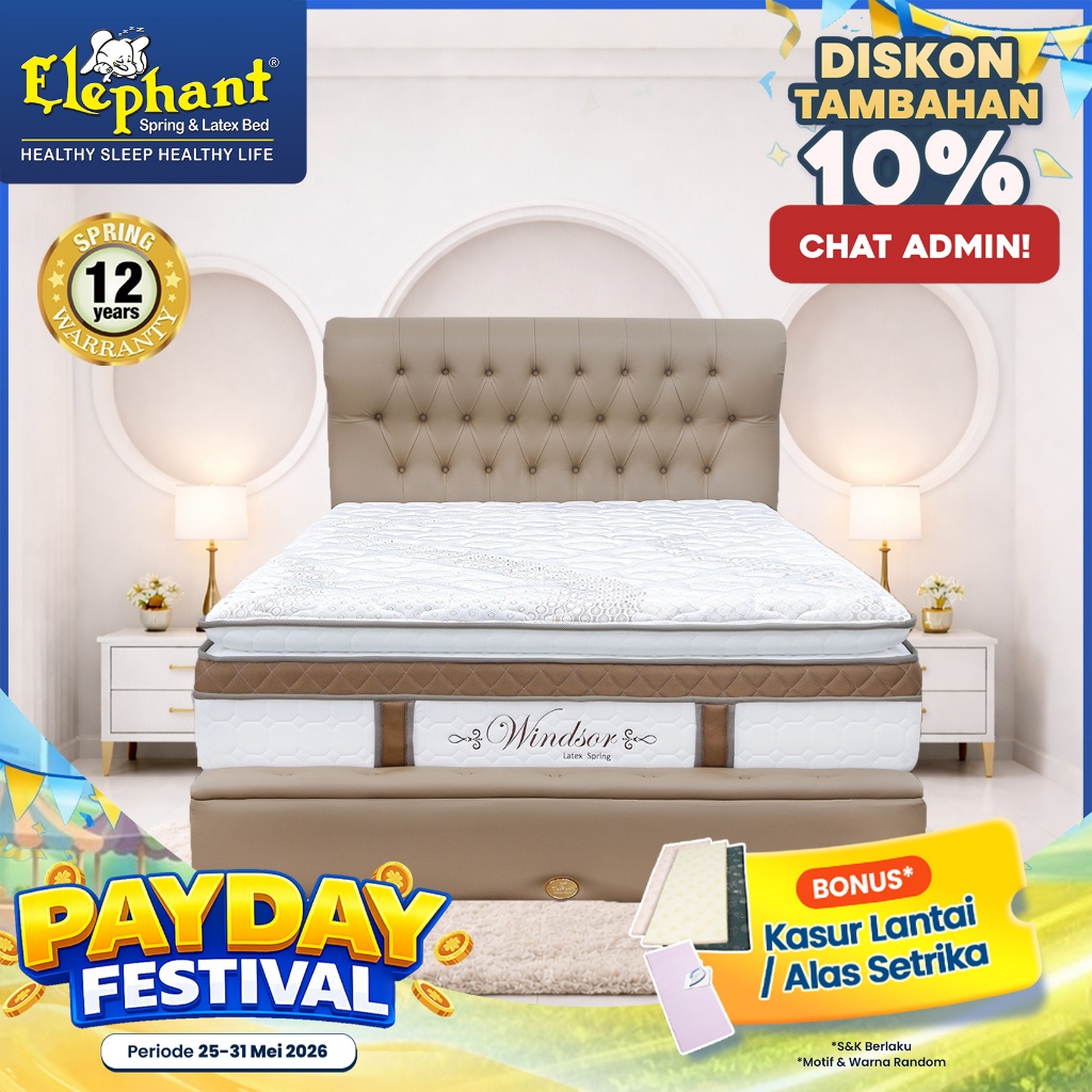 Set Springbed Windsor Latex Spring Elephant / Kasur Springbed Latex Spring