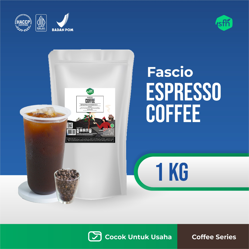 FASCIO - Bubuk Minuman Kopi Hitam 250 gr / Serbuk Minuman Rasa Kopi Hitam Instan untuk Usaha Cafe / 
