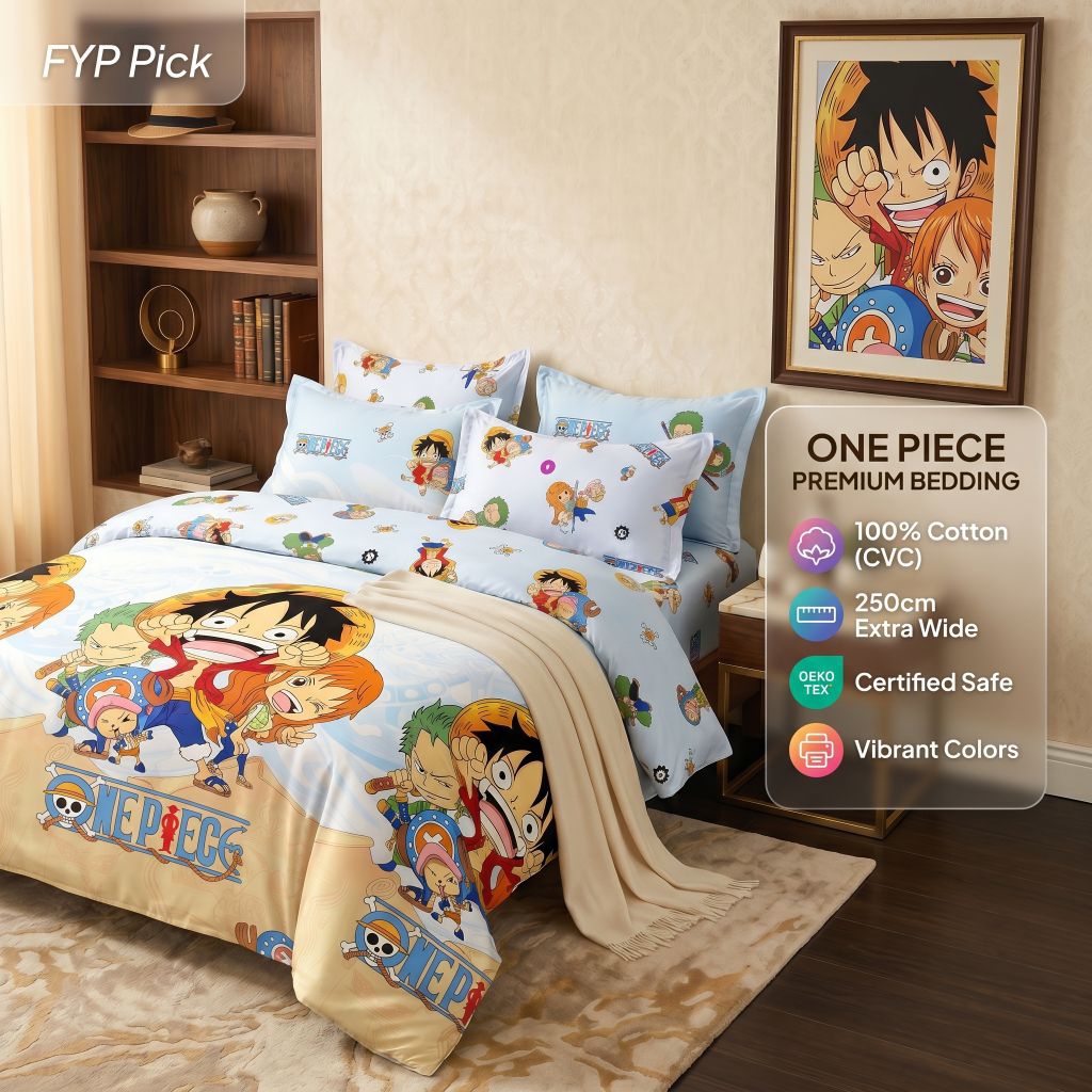 Sprei One Piece Premium Katun CVC | Sprei Anak 3D | All Size | Motif Anime